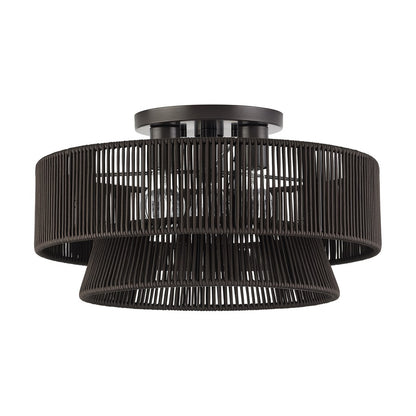 Livex Florell 3Lt 10" Semi-Flush, Bronze/Chocolate Polyester