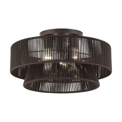Livex Florell 3Lt 10" Semi-Flush, Bronze/Chocolate Polyester
