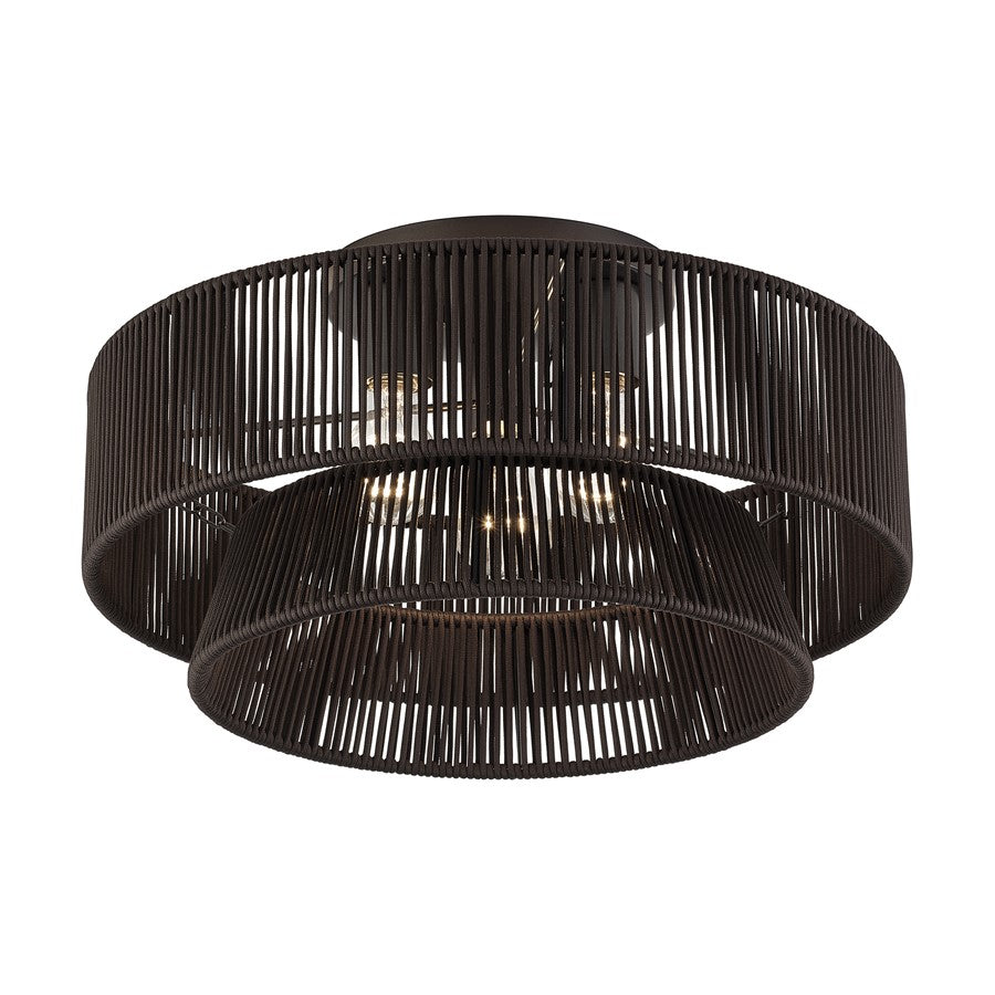 Livex Florell 3Lt 10" Semi-Flush, Bronze/Chocolate Polyester