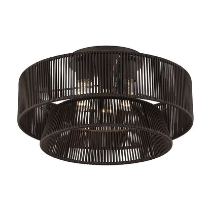Livex Florell 3Lt 10" Semi-Flush, Bronze/Chocolate Polyester