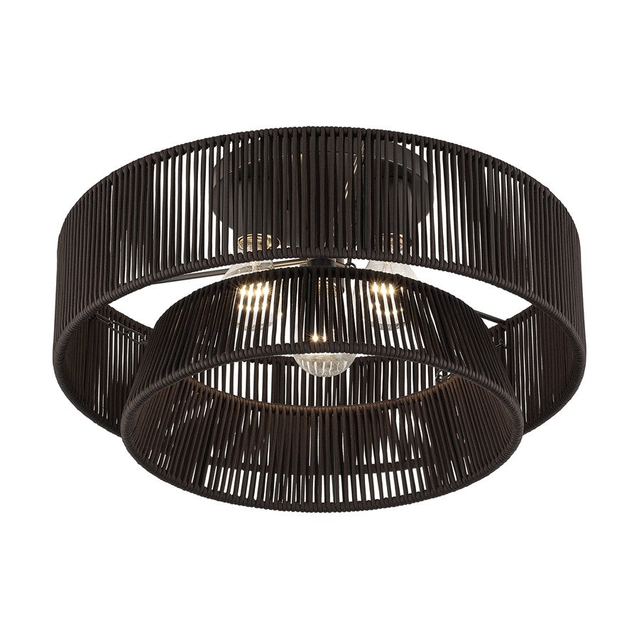Livex Florell 3Lt 10" Semi-Flush, Bronze/Chocolate Polyester
