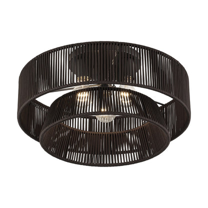 Livex Florell 3Lt 10" Semi-Flush, Bronze/Chocolate Polyester