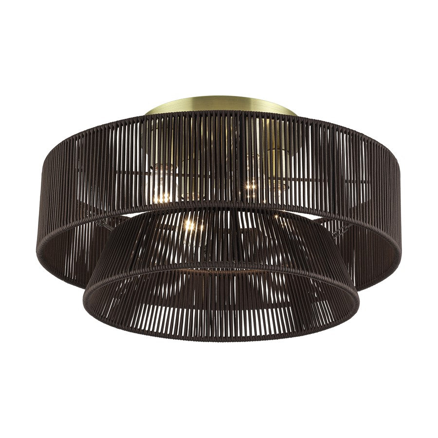 Livex Florell 4Lt 21" Semi-Flush, Brass/Chocolate Polyester
