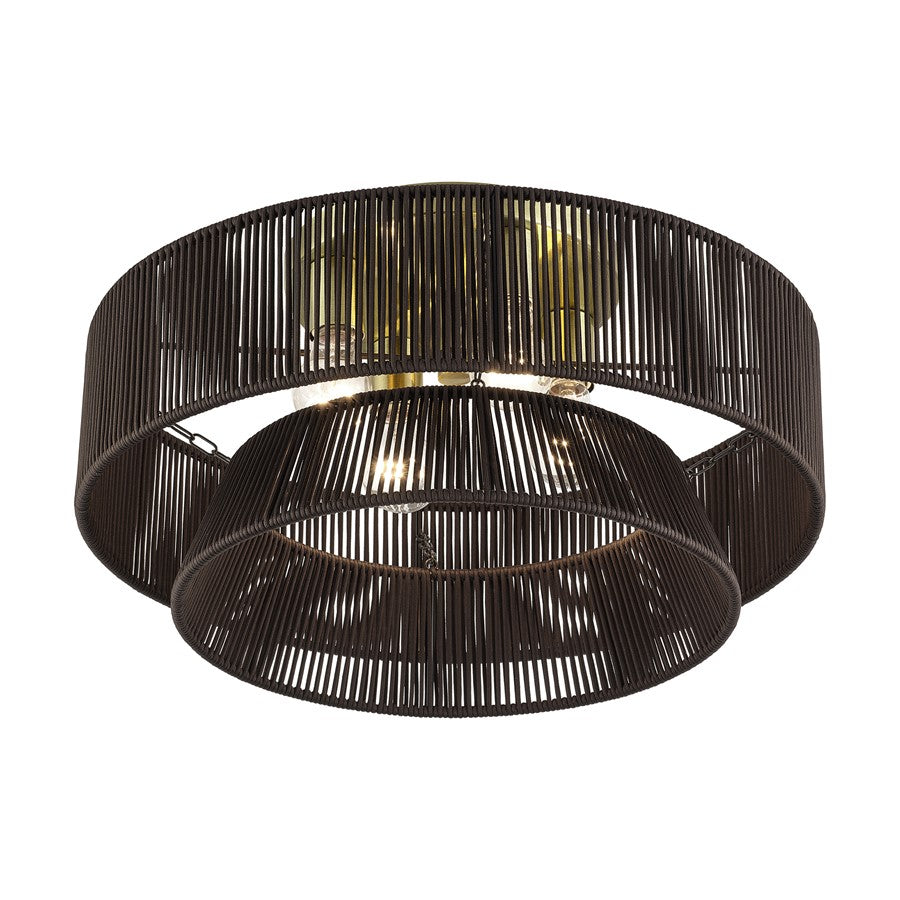 Livex Florell 4Lt 21" Semi-Flush, Brass/Chocolate Polyester