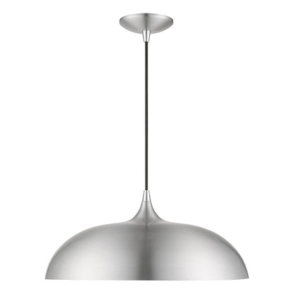 Livex Amador 1 Light Pendant, Aluminum/Chrome/Aluminum Metal/White