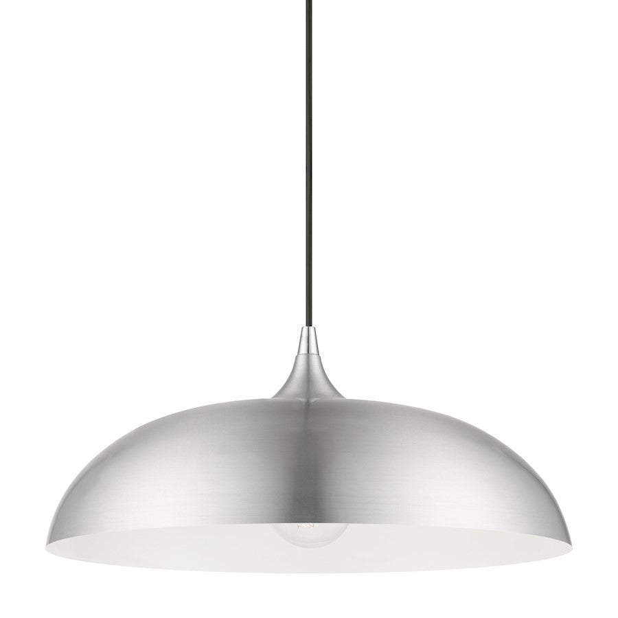 Livex Amador 1 Light Pendant, Aluminum/Chrome/Aluminum Metal/White