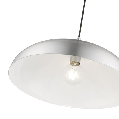 Livex Amador 1 Light Pendant, Aluminum/Chrome/Aluminum Metal/White