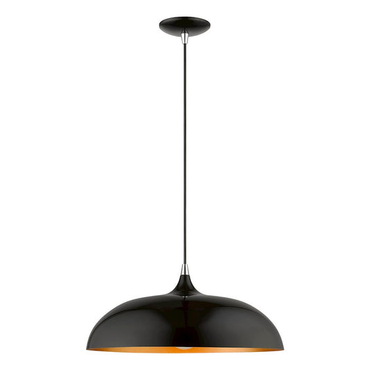 Livex Amador 1 Light Pendant, BK/Polished Chrome/BK Aluminum/Gold
