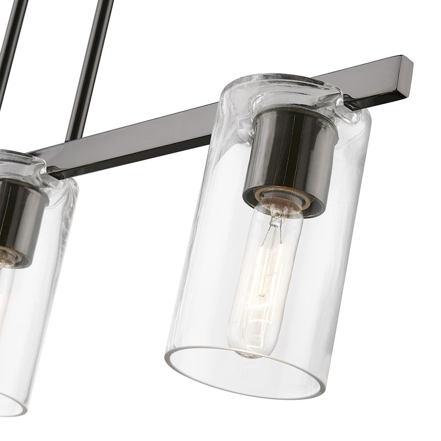Livex Clarion 3 Light Linear Chandelier, Black Chrome/Clear