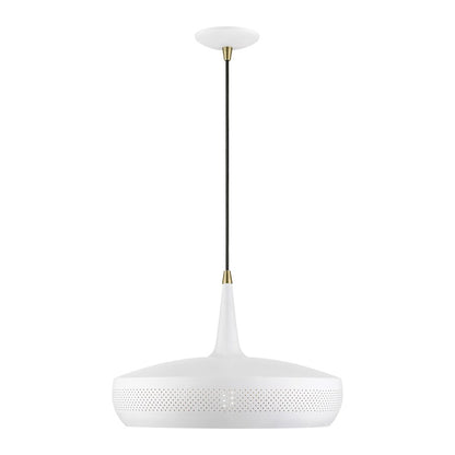 Livex Banbury 1 Light Pendant, White/Antique BS/White Aluminum/Gold