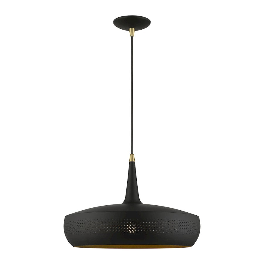 Livex Banbury 1 Light Pendant, BK/Antique BS/BK Aluminum/Gold