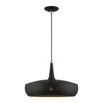 Livex Banbury 1 Light Pendant, BK/Antique BS/BK Aluminum/Gold