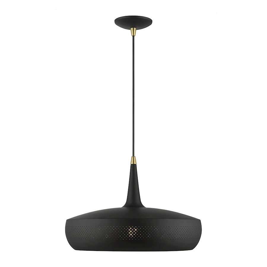 Livex Banbury 1 Light Pendant, BK/Antique BS/BK Aluminum/Gold