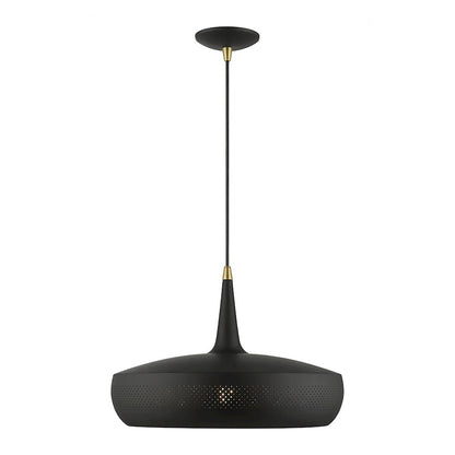 Livex Banbury 1 Light Pendant, BK/Antique BS/BK Aluminum/Gold