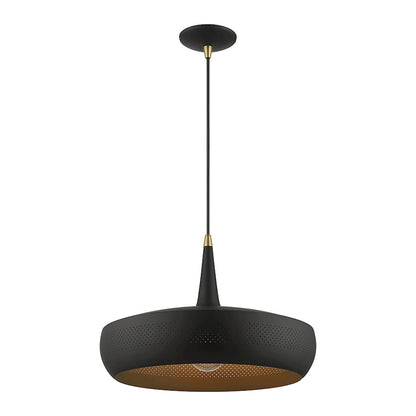 Livex Banbury 1 Light Pendant, BK/Antique BS/BK Aluminum/Gold