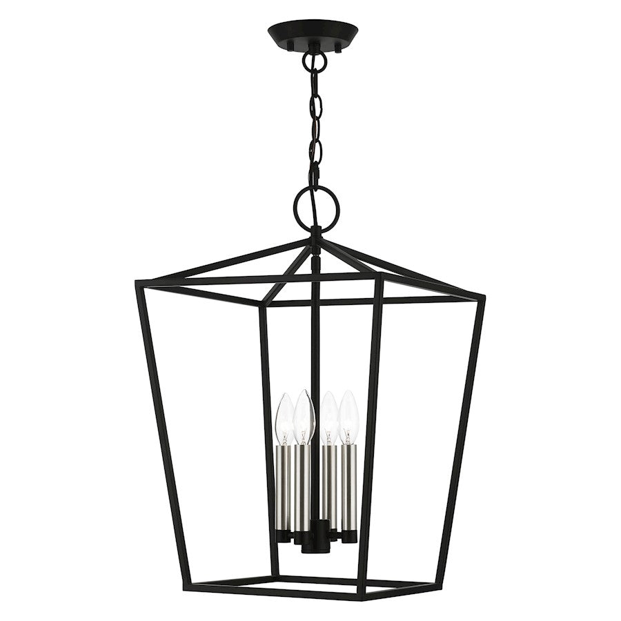 Livex Devonshire 4 Light Chandelier, Black/Brushed Nickel