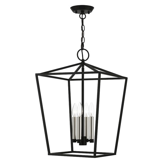 Livex Devonshire 4 Light Chandelier, Black/Brushed Nickel