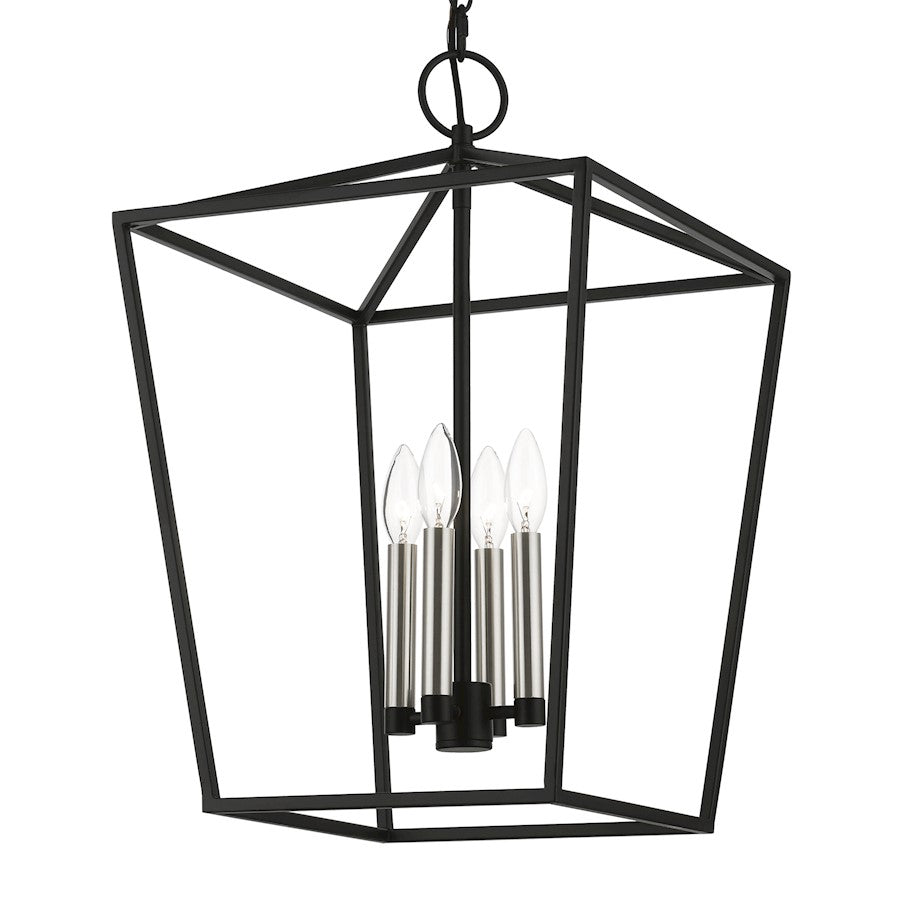 Livex Devonshire 4 Light Chandelier, Black/Brushed Nickel