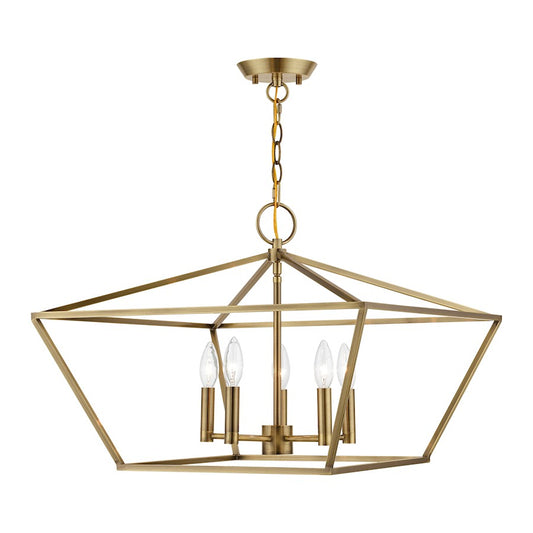Livex Devonshire 5 Light Chandelier, Antique Brass