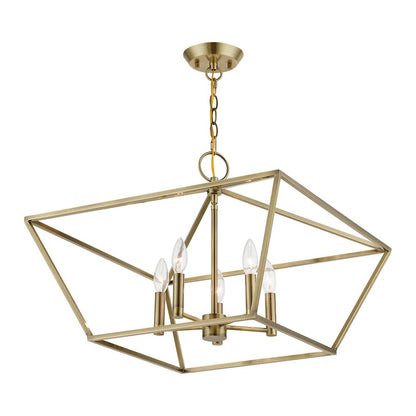 Livex Devonshire 5 Light Chandelier, Antique Brass