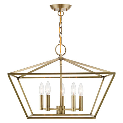 Livex Devonshire 5 Light Chandelier, Antique Brass