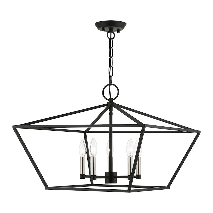 Livex Devonshire 5 Light Chandelier, Black/Brushed Nickel