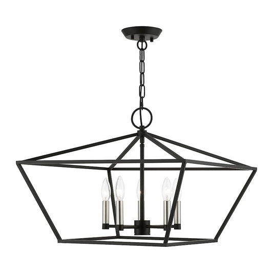 Livex Devonshire 5 Light Chandelier, Black/Brushed Nickel