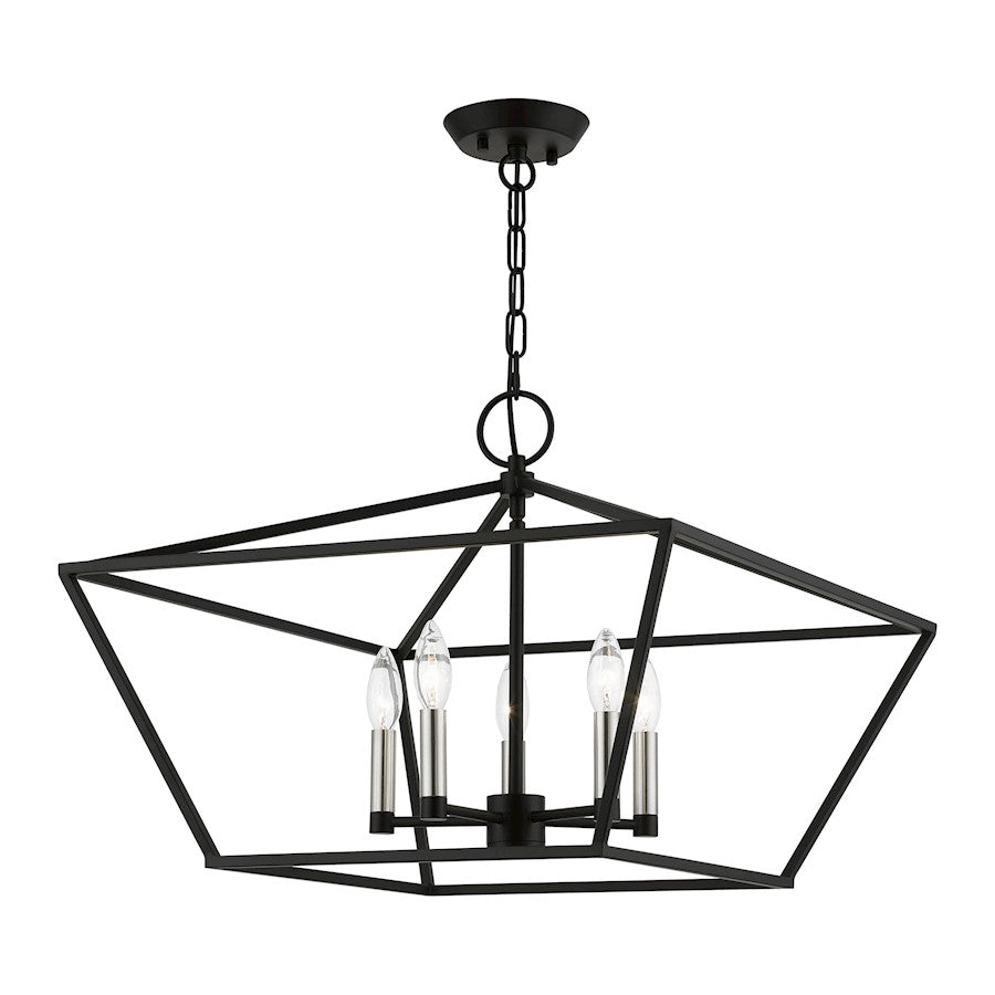 Livex Devonshire 5 Light Chandelier, Black/Brushed Nickel