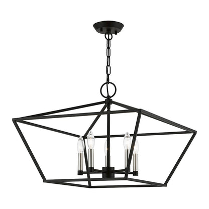 Livex Devonshire 5 Light Chandelier, Black/Brushed Nickel