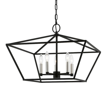 Livex Devonshire 5 Light Chandelier, Black/Brushed Nickel