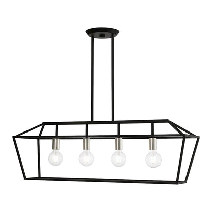 Livex Devonshire 4 Light Linear Chandelier, Black/Brushed Nickel