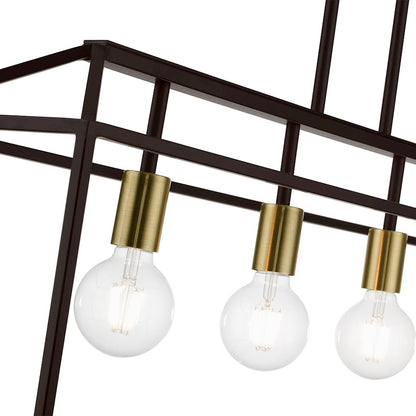 Livex Devonshire 4 Light Linear Chandelier, Bronze/Antique Brass
