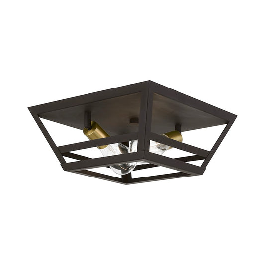 Livex Schofield 2 Light Flush Mount, BZ/Antique BS/BZ Metal