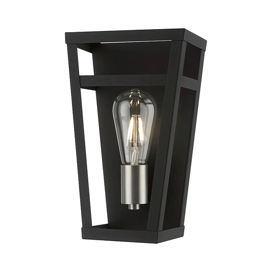 Livex Schofield 1 Light ADA Sconce, Black/Brushed Nickel/Black Metal