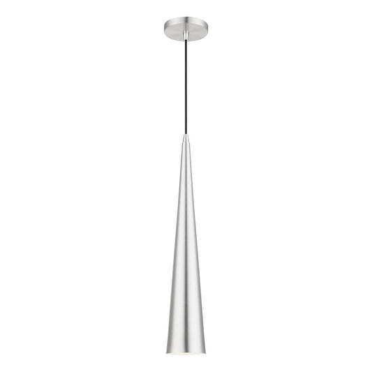 Livex Andes 1 Light Single Tall Pendant, Aluminum/Chrome/White