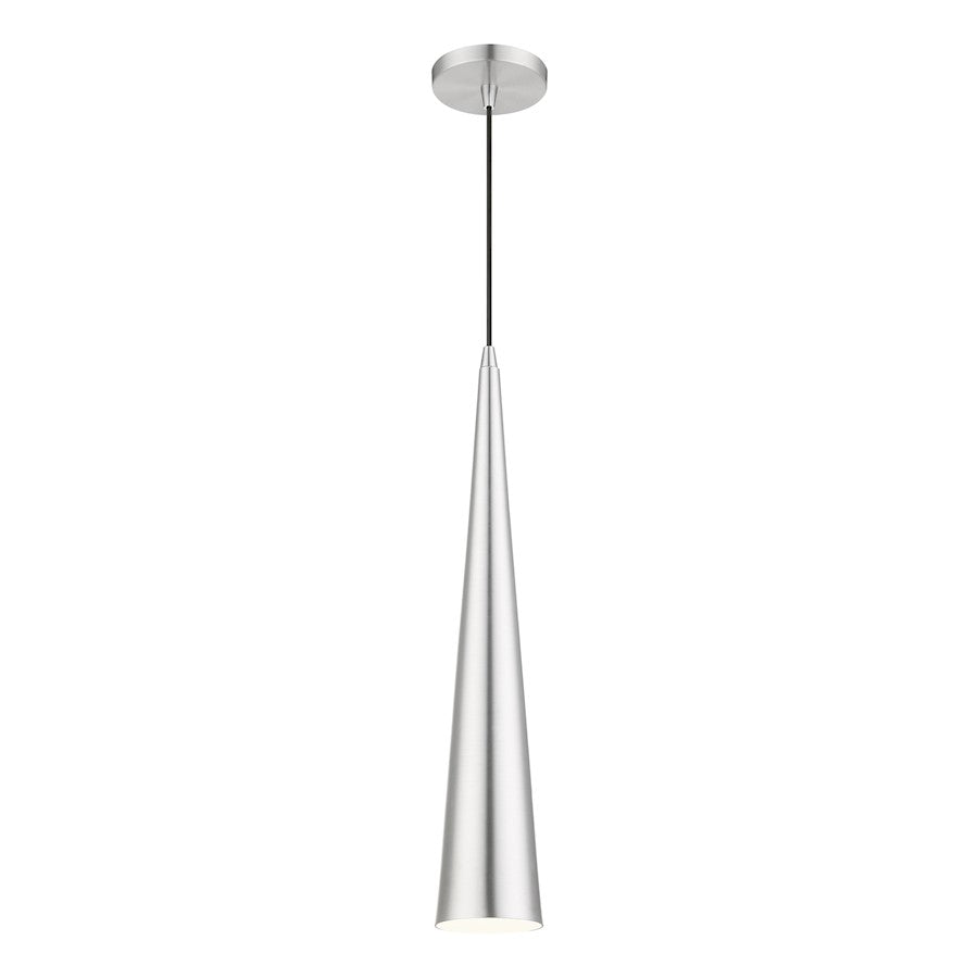 Livex Andes 1 Light Single Tall Pendant, Aluminum/Chrome/White
