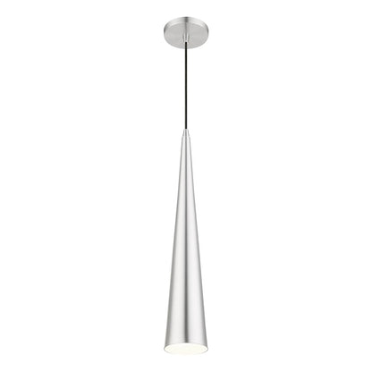 Livex Andes 1 Light Single Tall Pendant, Aluminum/Chrome/White