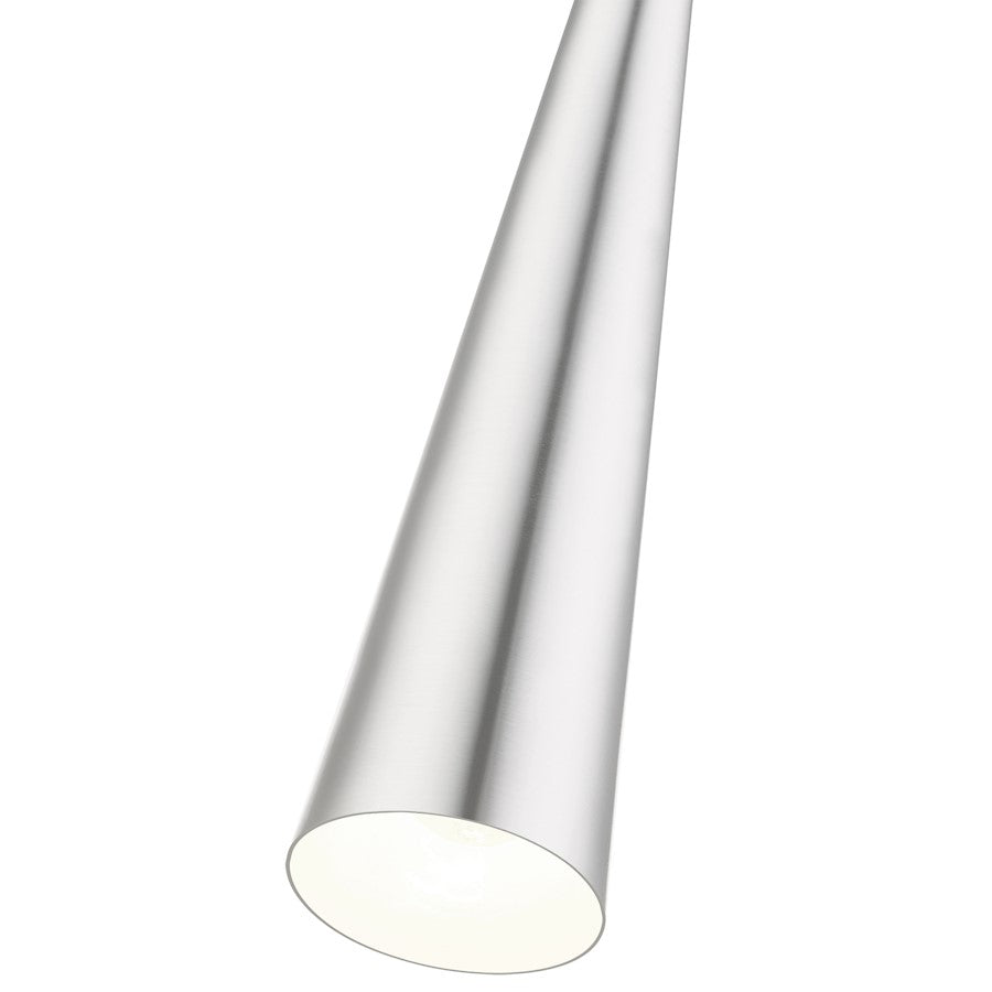 Livex Andes 1 Light Single Tall Pendant, Aluminum/Chrome/White