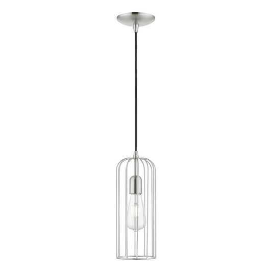 Livex Glenbrook 1 Light Pendant, Brushed Nickel/Brushed Nickel Metal