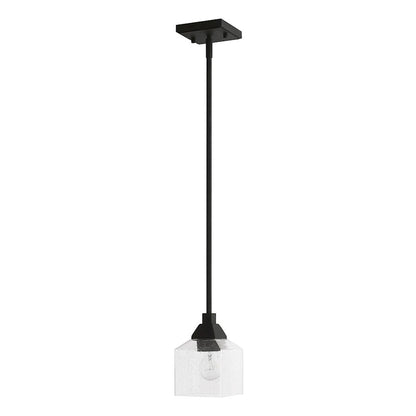Livex Aragon 1 Light Mini Pendant, Black/Clear Seeded