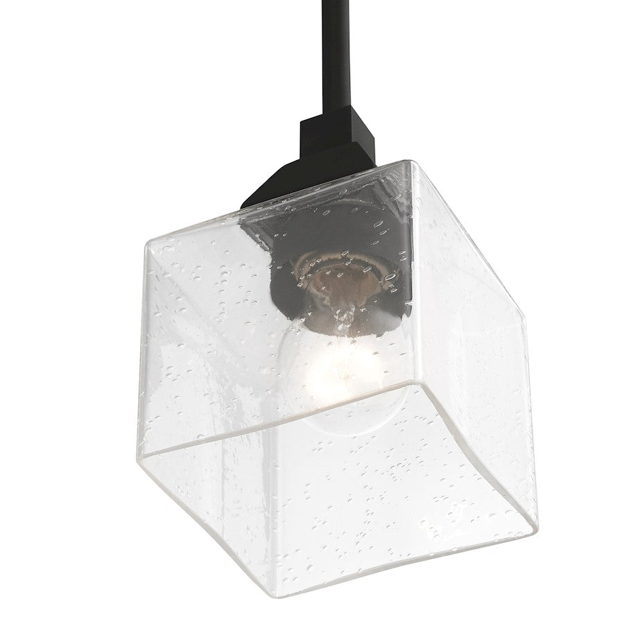 Livex Aragon 1 Light Mini Pendant, Black/Clear Seeded