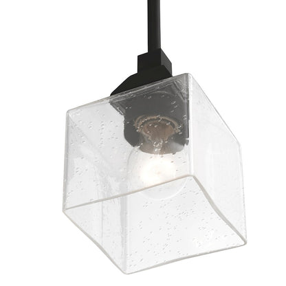 Livex Aragon 1 Light Mini Pendant, Black/Clear Seeded