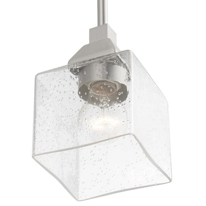 Livex Aragon 1 Light Mini Pendant, Brushed Nickel/Clear Seeded