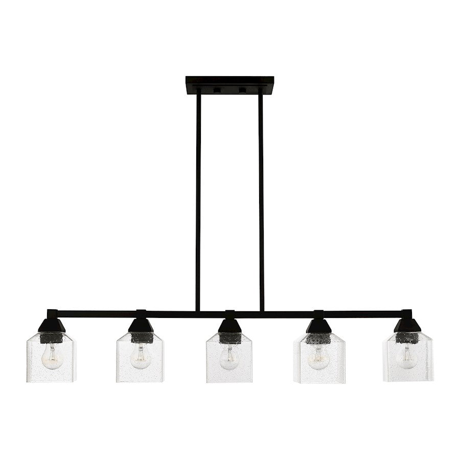 Livex Aragon 5 Light Linear Chandelier, Black/Clear Seeded