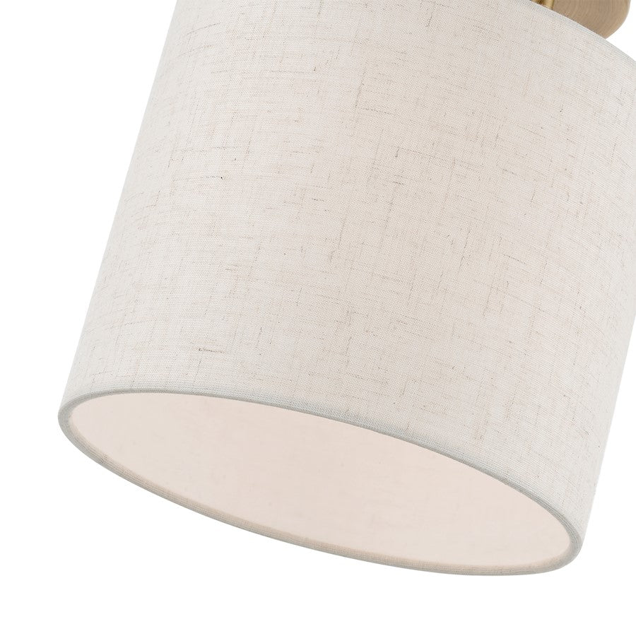 Livex Blossom 1 Light Petite Semi-Flush, Brass/Oatmeal/White