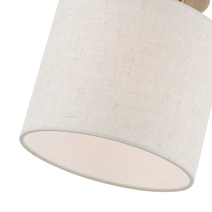Livex Blossom 1 Light Petite Semi-Flush, Brass/Oatmeal/White