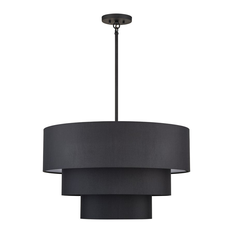 Livex Bainbridge 5Lt Medium Pendant Chandelier, Black/Black/White