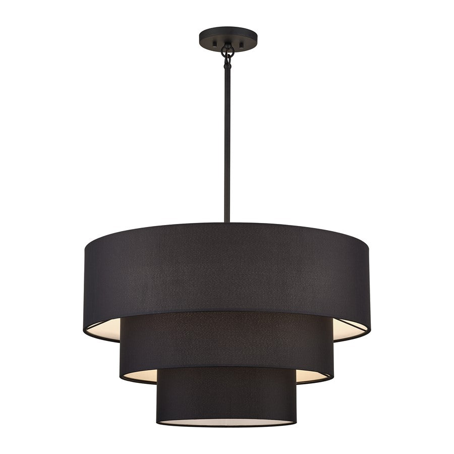 Livex Bainbridge 5Lt Medium Pendant Chandelier, Black/Black/White