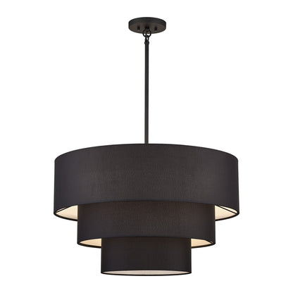 Livex Bainbridge 5Lt Medium Pendant Chandelier, Black/Black/White