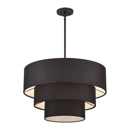 Livex Bainbridge 5Lt Medium Pendant Chandelier, Black/Black/White